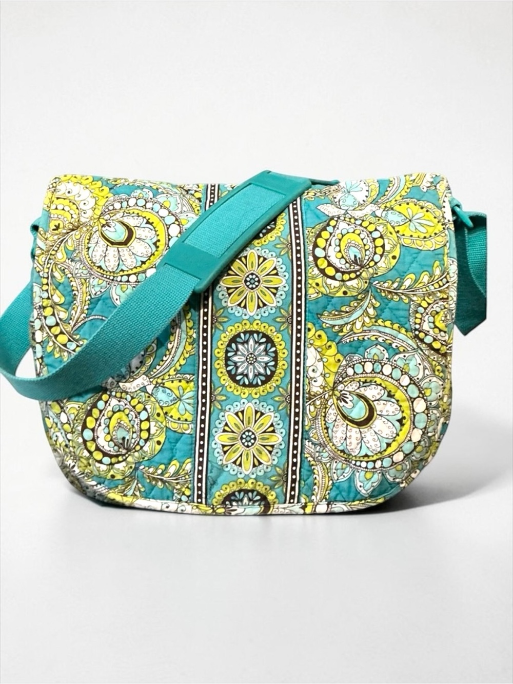 Vera Bradley Lindsay Crossbody Messenger Bag Peacock Quilted Floral